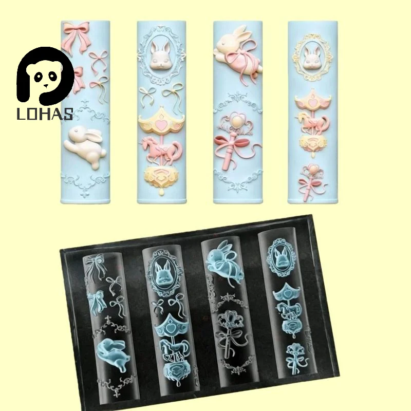 1PC 3D 투명 실리콘 네일 몰드 네일 아트 디자인 릴리프 토끼 천사 패턴 매..