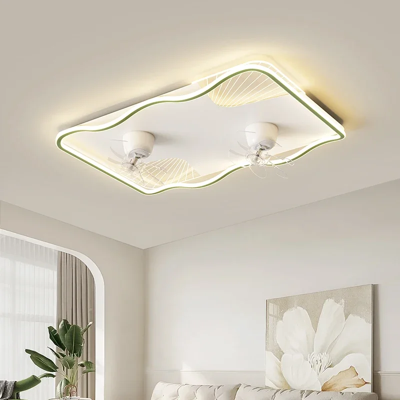 

90*60cm Living Room Kitchen Shaking Head Ceiling Fan with Light and Control Iron Acrylic Lamp Body