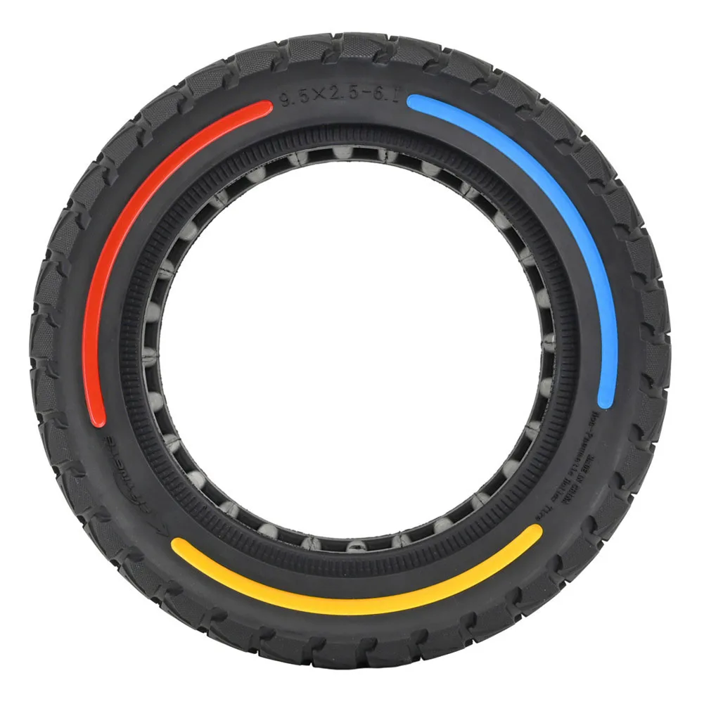 

Durable and Practical 9 5 inch Solid Tyre for NIU KQI3 Electric Scooter Black+ColorStripe Design Suitable for Private Land Use
