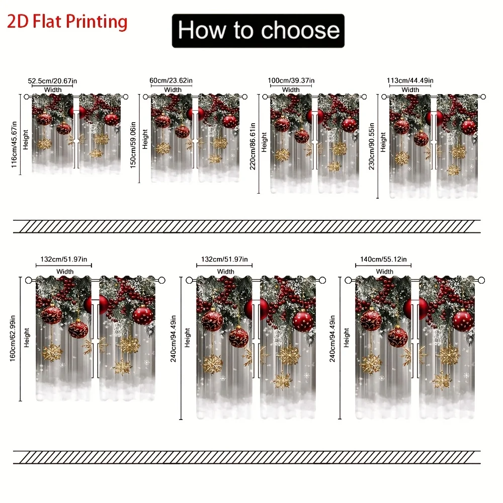 Christmas Ornament Garland Curtain Set 3
