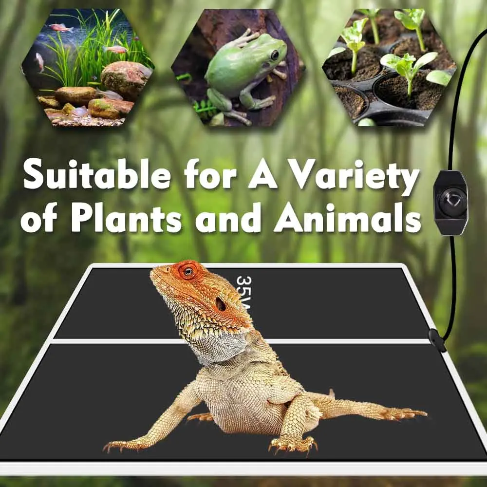 35W-5W Plants Seedling Heating Pad Waterproof Warmer Heat Mat Temperature Adjustment Under Tank Pad for Tortoise Snakes Lizard