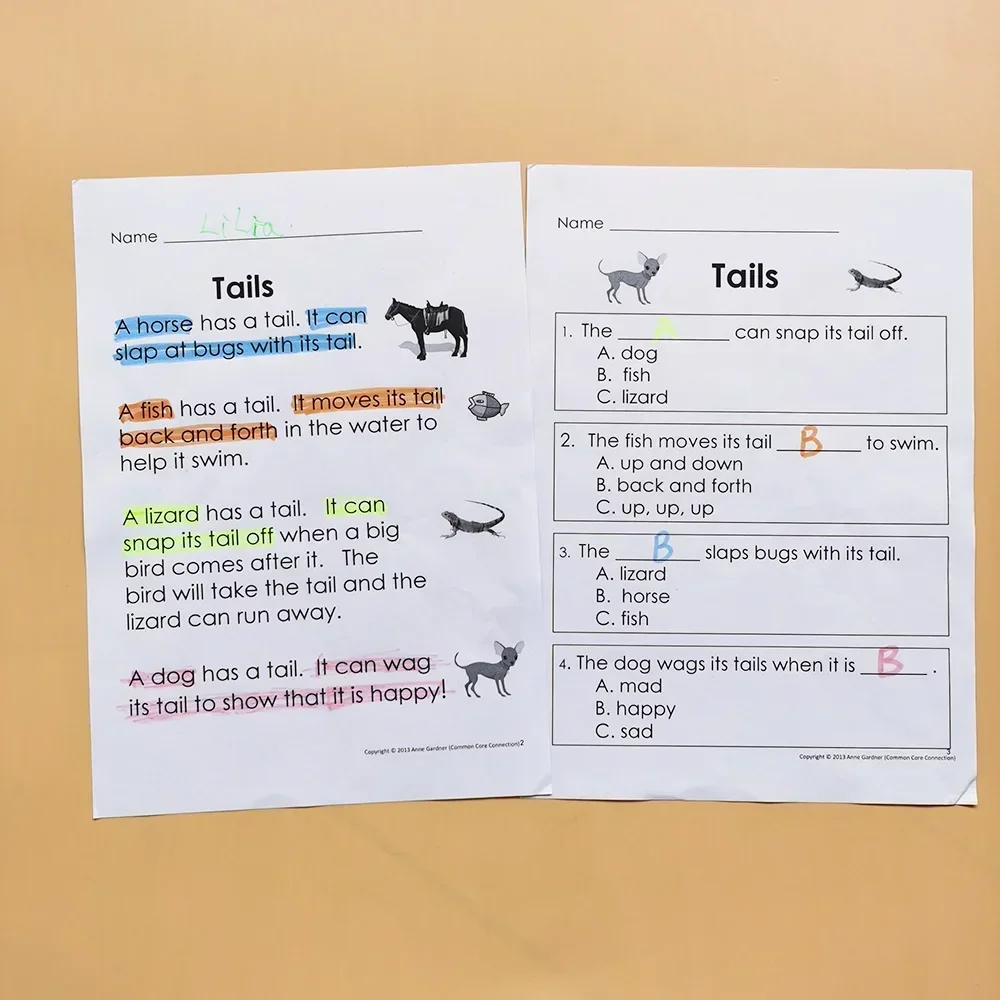 Reading Comprehension Level C-P Workbook Question Guided Reading Practice Learning English Toys for Children Kid Montessori 3