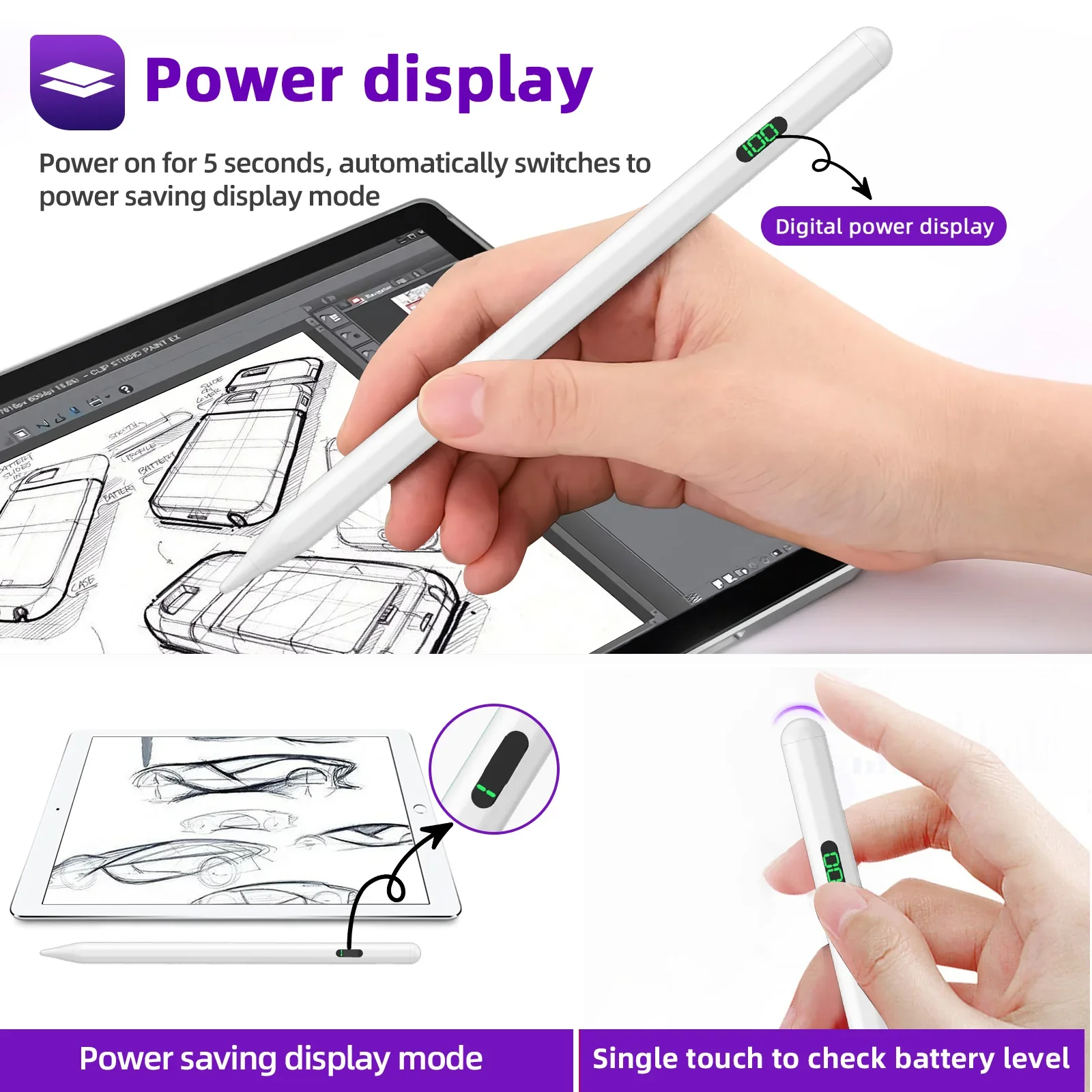 Active Pencil Style Stylus Pen For iPad iPhone Android iOS Windows Touch Screens Universal Digital Display Pink Capacitive Pen