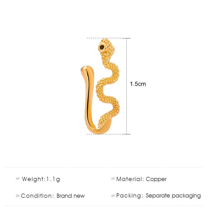 Nose Rings 1Pcs Snake Nose Ring for Women Non Piercing Nariz Stainless Steel Nose Clip Fake Septum Piercing Jewelry