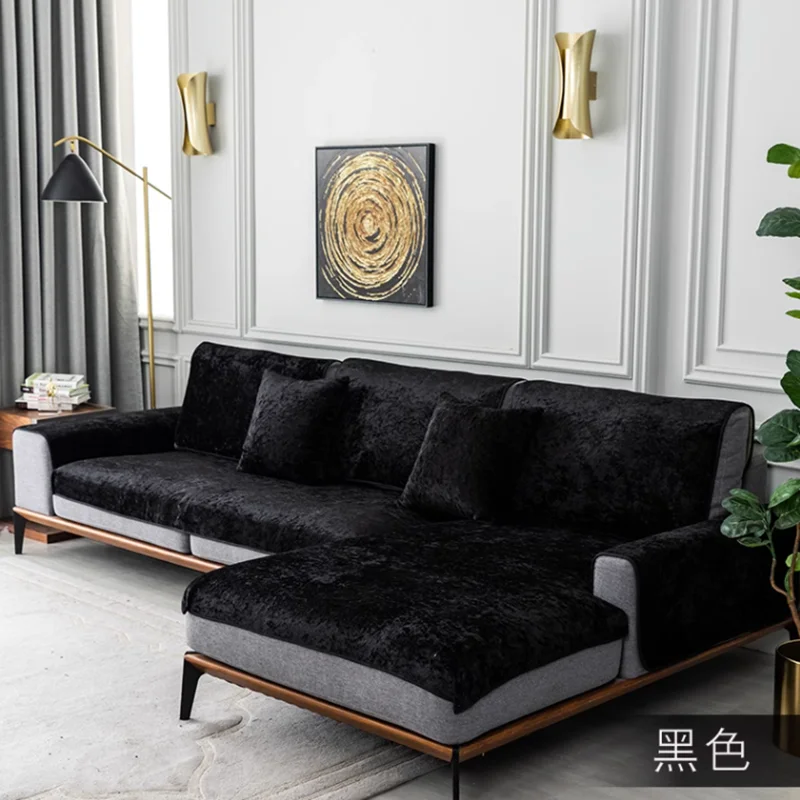 Modern Simple 4 seasons sofa cover Anti-skid leather Glossy Style Plush towel sofa cover Hotel lounge chair reflective blanket 3