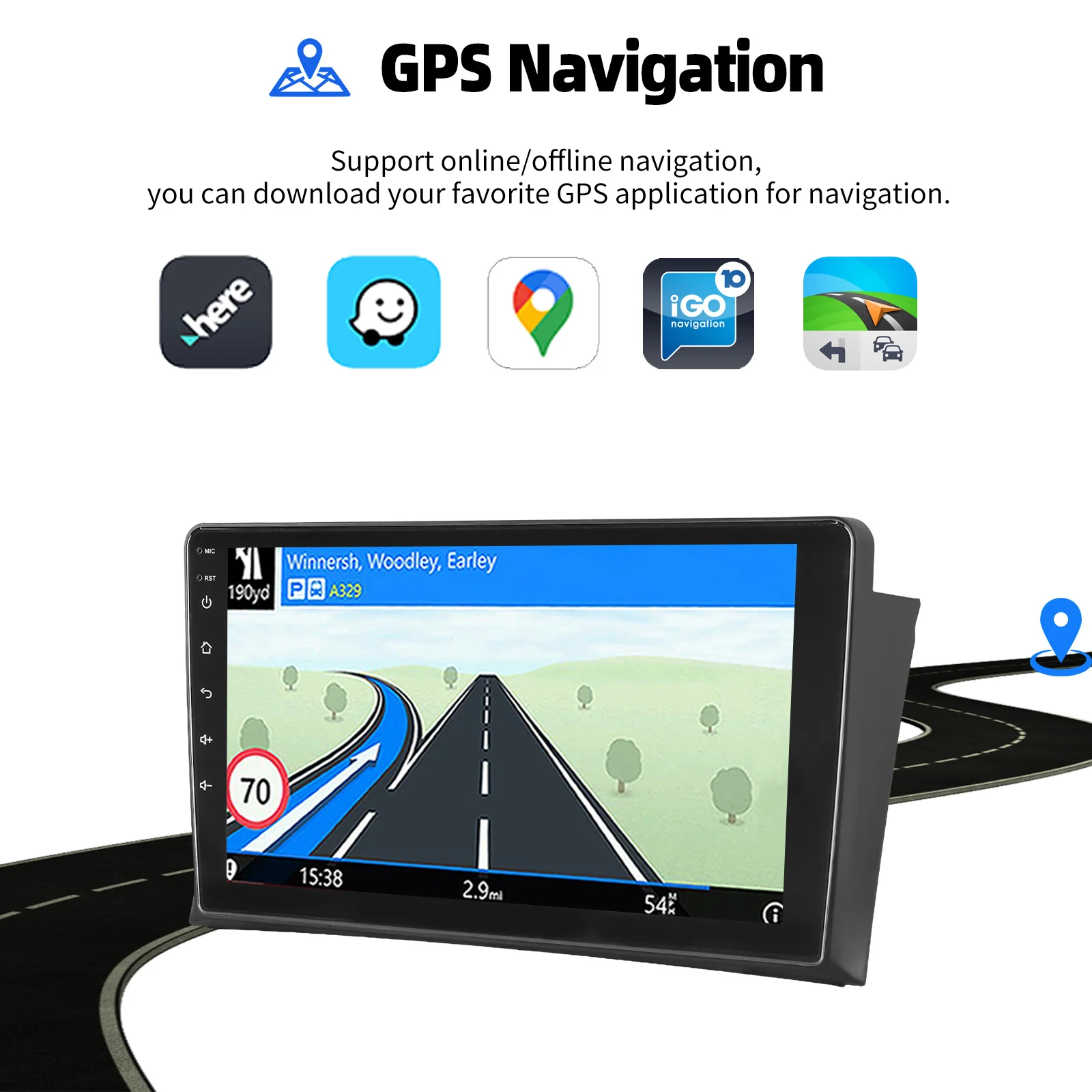 ESSGOO Android 15 Autoradio 9" IPS Touchscreen GPS Navigation für VW T5 Multivan 2010-2015 Lenkradsteuerung Bluetooth FM WIFI RDS USB Mirror Link Wireless CarPlay Android Auto Multimedia-Videoplayer – Detail 11