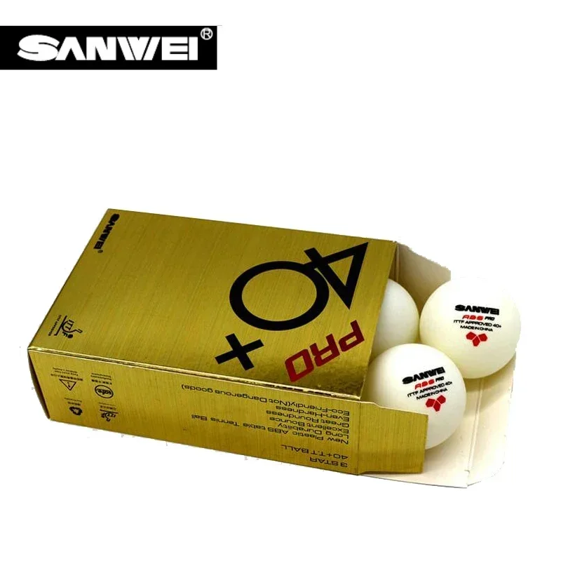 Table Tennis Balls SANWEI ABS PRO 3 Star Table Tennis Balls 6/12 Balls ITTF Approved 40+ New Material Plastic Ping Pong Ball White Competiton Level