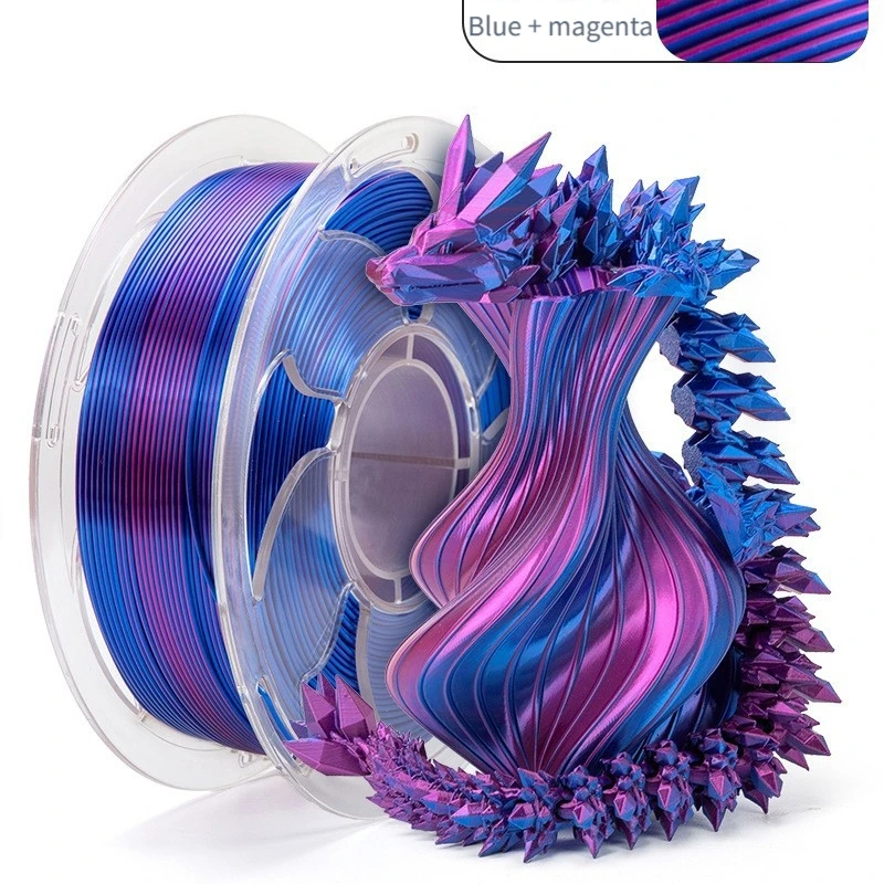 250G 3D 프린터 실크 광택 멀티 컬러 필라멘트, 듀얼 컬러 PLA 필라멘트, 모든 1.75mm FDM 프린터에 적합