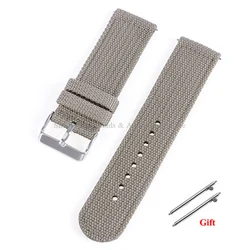 Versatile Nylon Canvas Sport Watch Band - Soft, Quick - Release Bracelet - 22mm (Grey - silver)