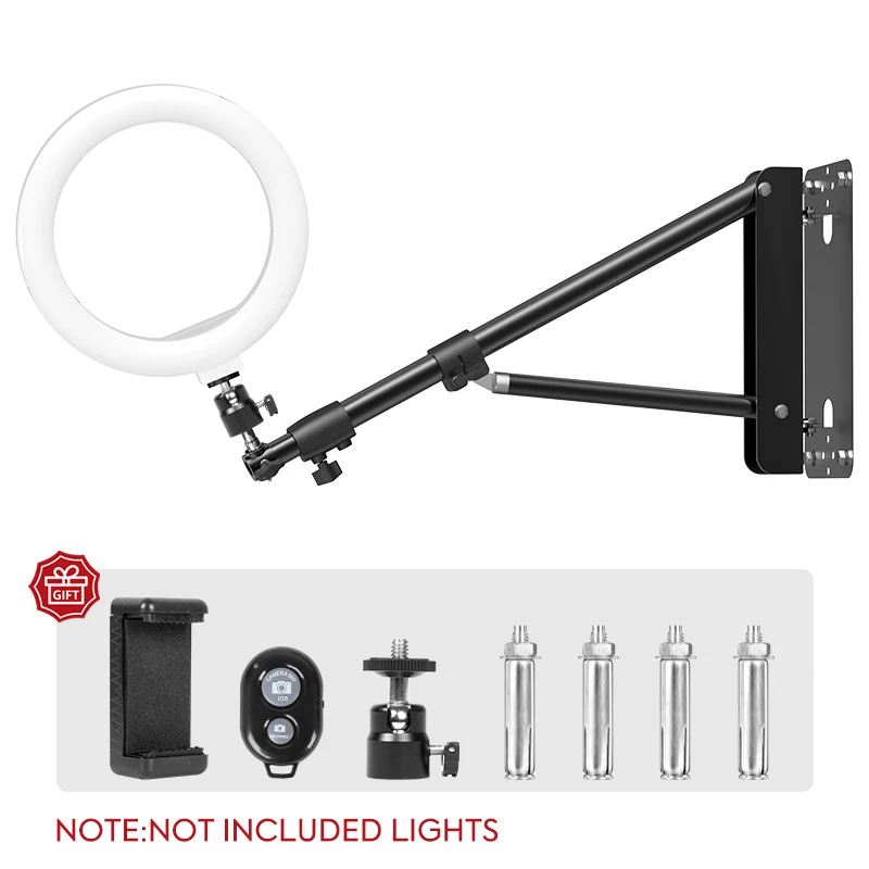 53.9inch Wall Mount Aluminium Extendable Boom Arm Light Bracket Professional Support For Photography Lights Saving Space Stand