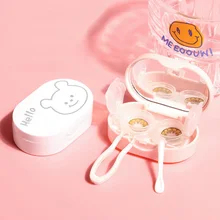 

1PCS Contact Lens Case Box Holder Container Cute Bear Rabbit Cat Sheep Colored Contact Lenses Case Travel Kit Box Gift