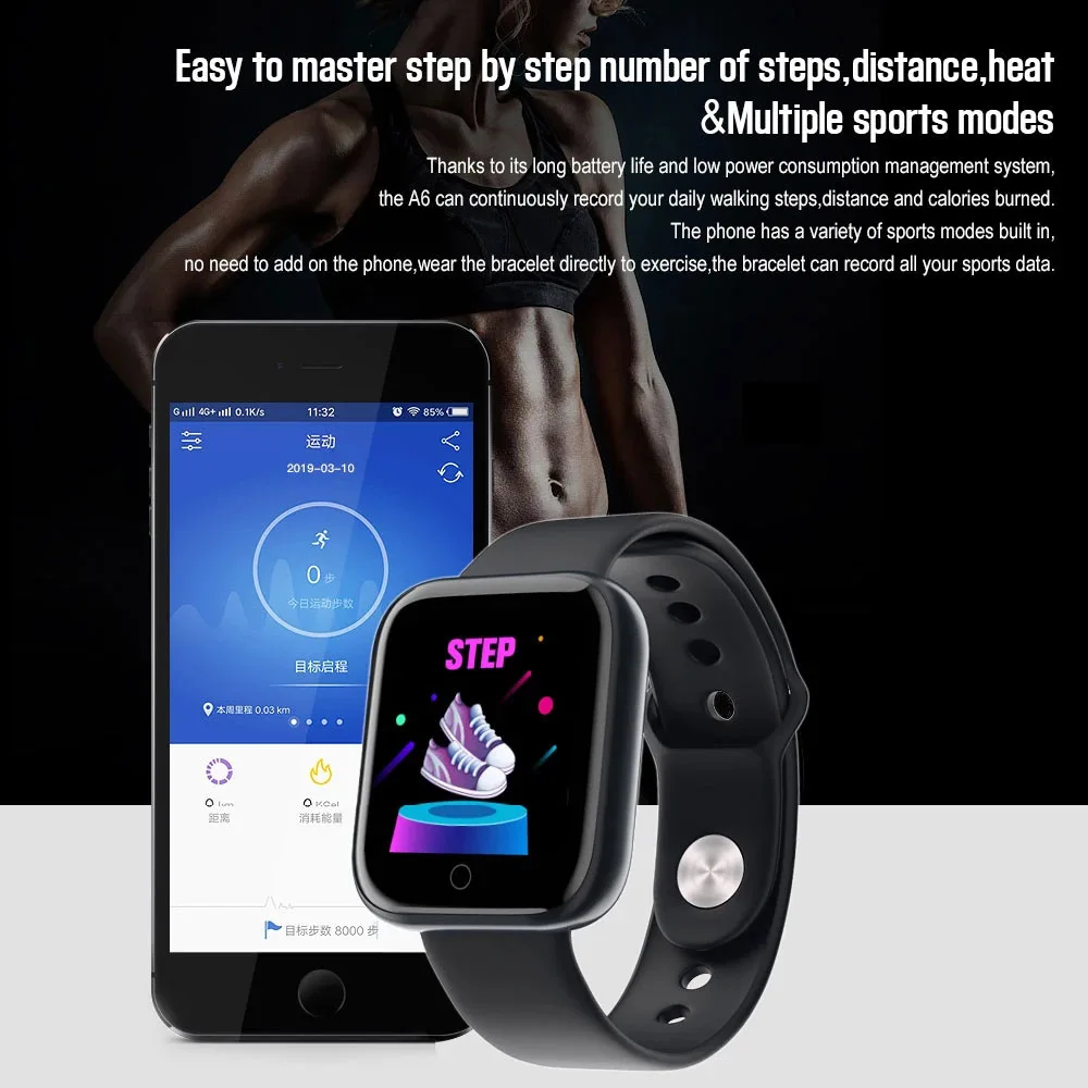 Y68 Smartwatch Fitness Bracelet Heart Rate Monitoring Reminder