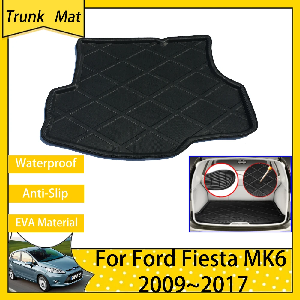 Tappetino Per Bagagliaio Per Ford Fiesta 6 Mk6 Mark Vi 2009 ~ 2017 Bagagliaio Posteriore Pavimento Per Carico Accessori Per Tappeti Impermeabili Mater