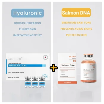 2 in 1 Salmone DNA PDRN e acido ialuronico Set per la cura della pelle-Siero viso idratante antietà per Dermapen Glowing Skin Jet Peeling