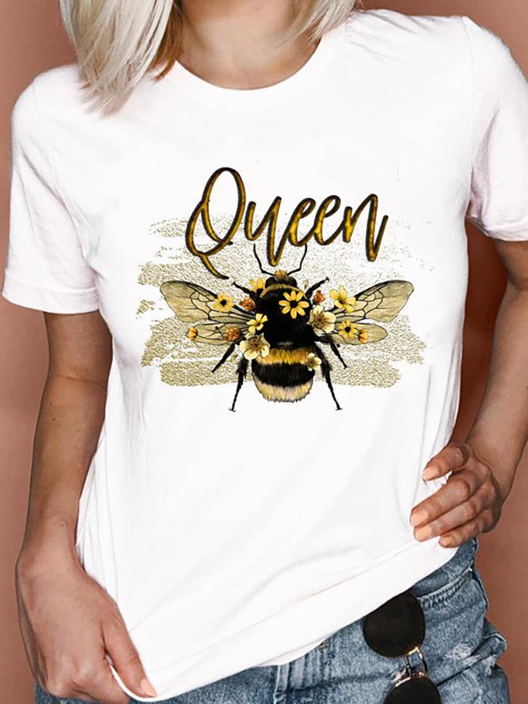Women Short Sleeve Summer Honeybee Printed T-Shirts
