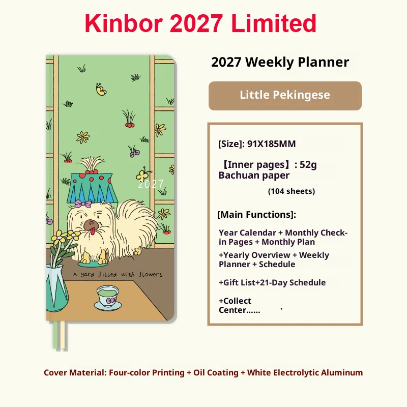 Kinbor Illustrated Hardcover Weekly Planner - Undated, Portable To-Do List Notebook