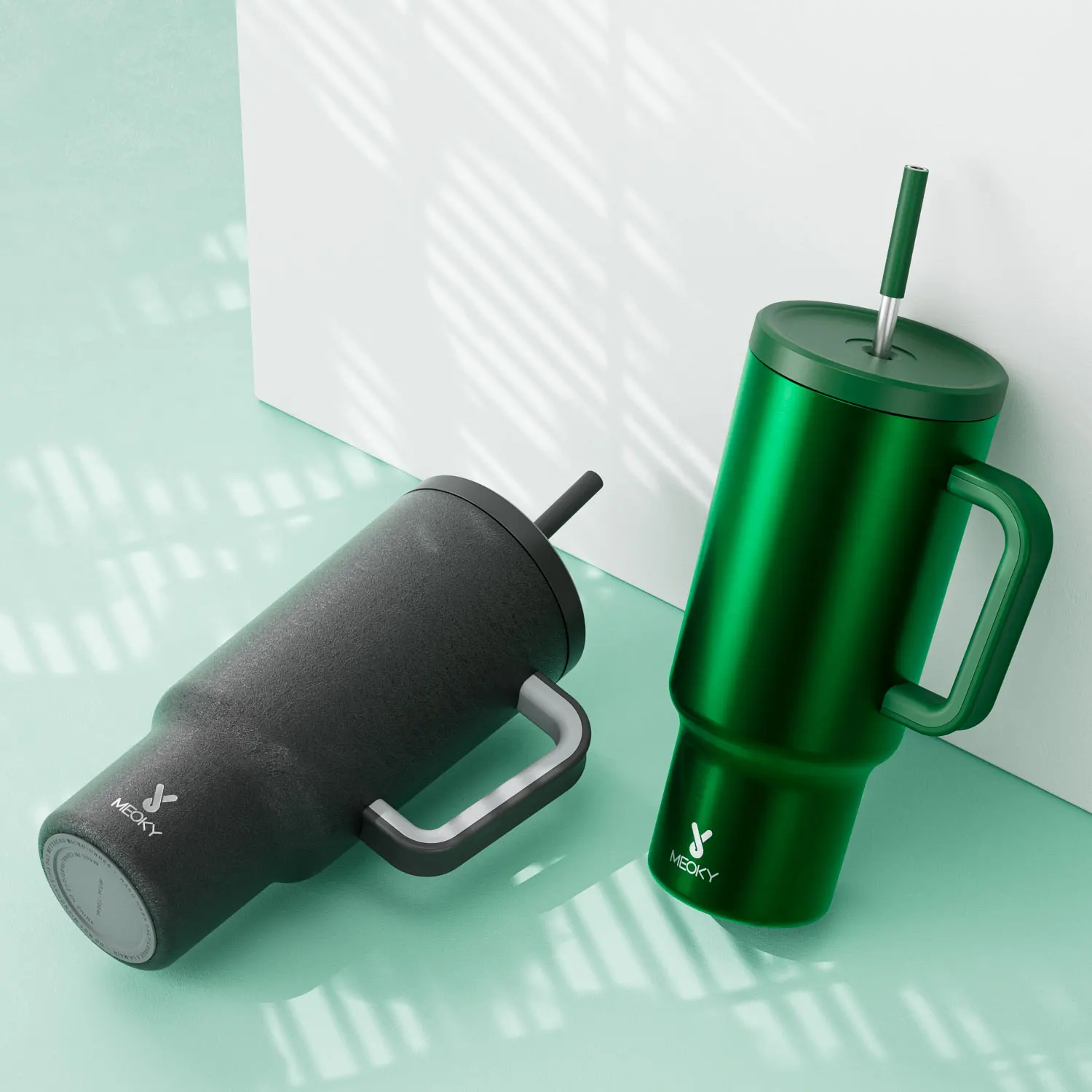 Meoky 40oz Vacuum Cup Stainless Steel Multi-style Tumbler with Straw Lids Leakproof Car Mug Water Bottle Juice Milk Tea Cup Gift stainless steel water bottle