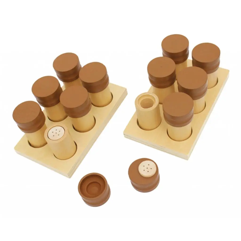 

Wooden Montessori Sensory Teaching Aids - 12pcs Smelling Cylinders Box Set Kids Toddlers Preschool Educational Toys