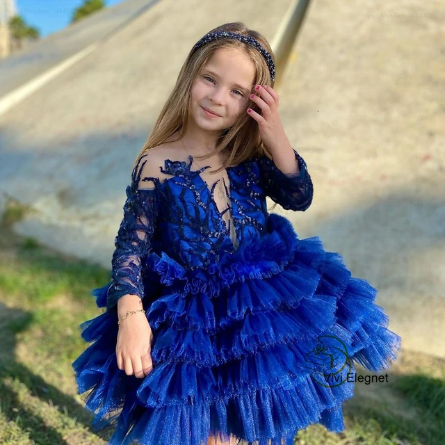 Royal Blue Party Dresses Girls  Child Wedding Dress Royal Blue - Kid Girl  Wedding - Aliexpress