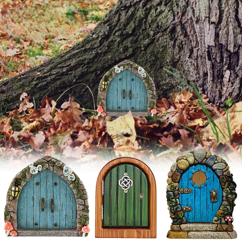

Wooden Ornaments Trees Doors Fairy Gate Wooden Tree Decoration Garden Courtyard Sculpture Figurines Decoration Crafts garden