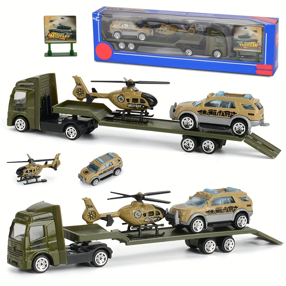 Friction Powered Play Vehicles Set: Construction, Police Car, and Fire Engine Toy Set