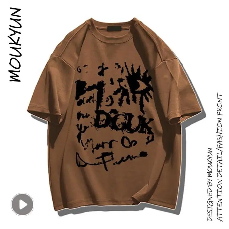 

MOUKYUN Kawaii Women Tshirt Ladies Cartoon Punk High Street Basic Luxury O-Neck Korean Style Casual Loose Y2k Simple Ropa Mujer