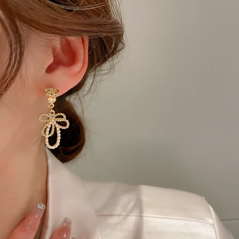 2022 New Arrival Fashion Drop Earrings Trendy Bowknot Women Dangle Earrings Simple Elegant Trendy Female Jewelry
