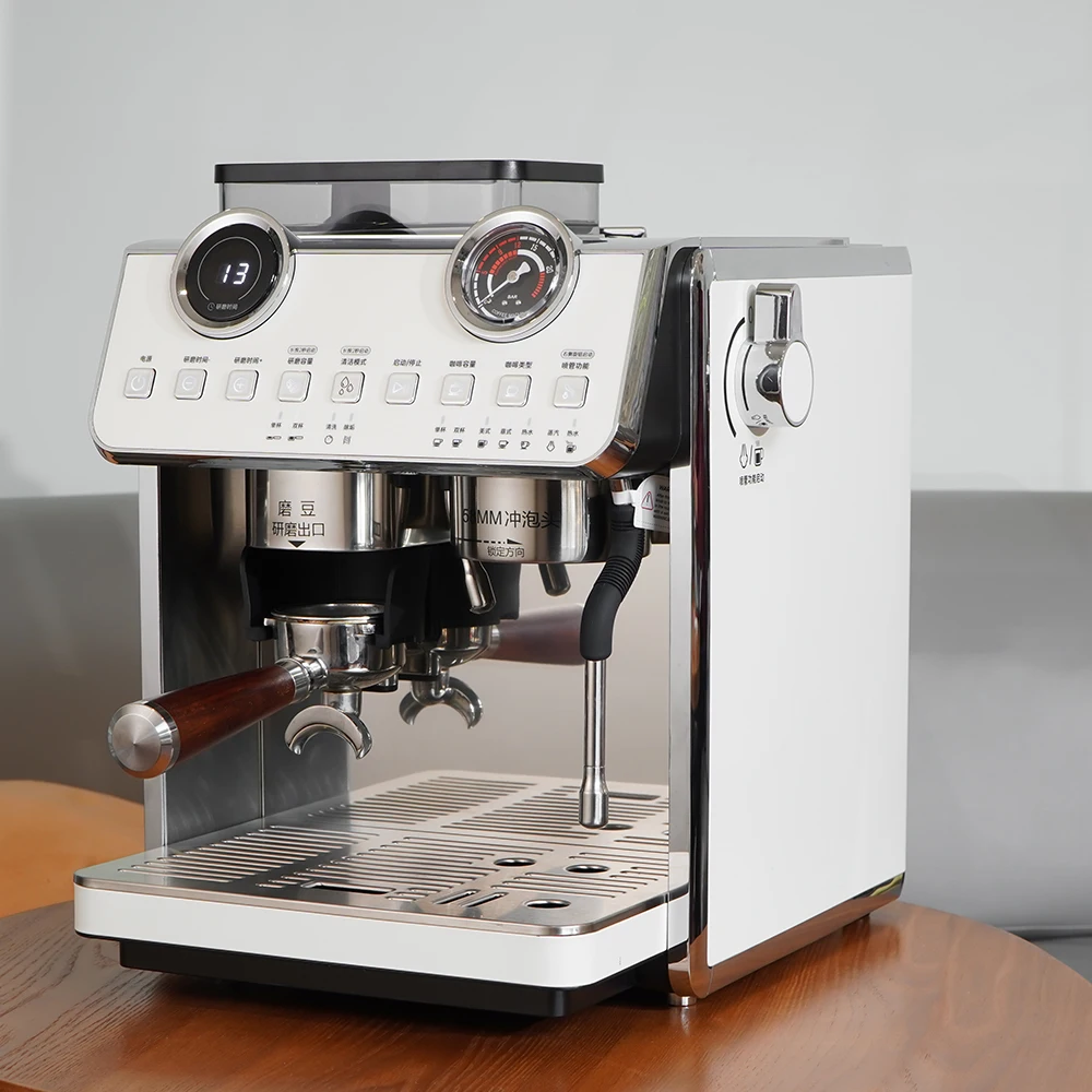 Luxury 20 Bar Pressure Espresso Coffee Machine Double Boiler Bean Grinder Semi-Automatic 2.5L Water Tank Electric Coffee Maker 3