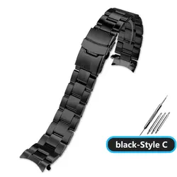 Enhanced Stainless Steel Watch Band - 22mm Strap for Seiko Water Ghost Series (Black- Style  C)