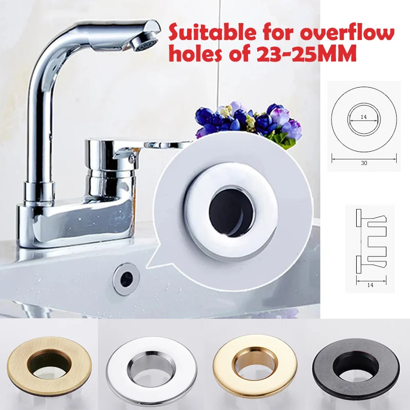 Bathroom Basin Faucet Sink Overflow Cover Brass Six-foot Ring Insert Replacement Hole Cover Cap Chrome Trim Bathroom Accessories