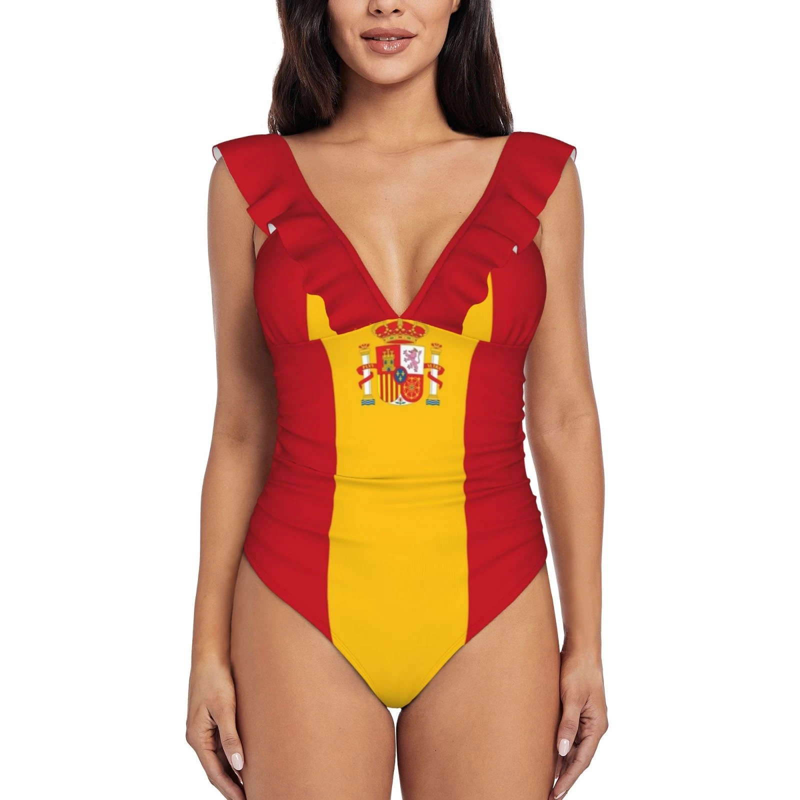 con Bandera De España para mujer, traje De con volantes, ropa De playa, trajes De baño con Bandera De España| | - AliExpress