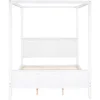 Solid Wood Queen Size 4-Post Canopy Platform Bed with Headboard and Footboard,Center Support Legs, Suitable for Curtains 6