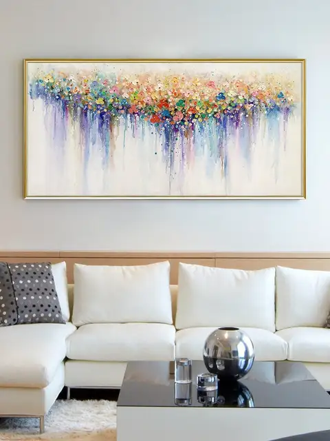 Modern Colorful Flower Wall Art Flowers Hand Painted Oil Painting on Canvas Wall Decor Texture Large Wall Art Bright paintings