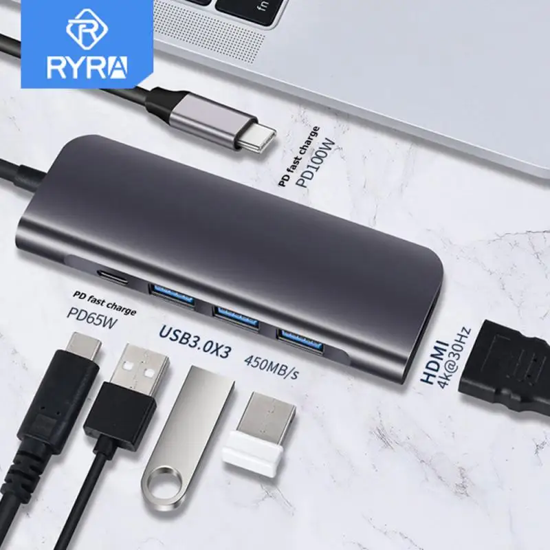 

RYRA 5-in-1 4K Thunderbolt USB C Extender Hub Type-c To HDMI PD Adapter With HDMI PD For MacBook PC Phones USB 3.0 Splitter HUB