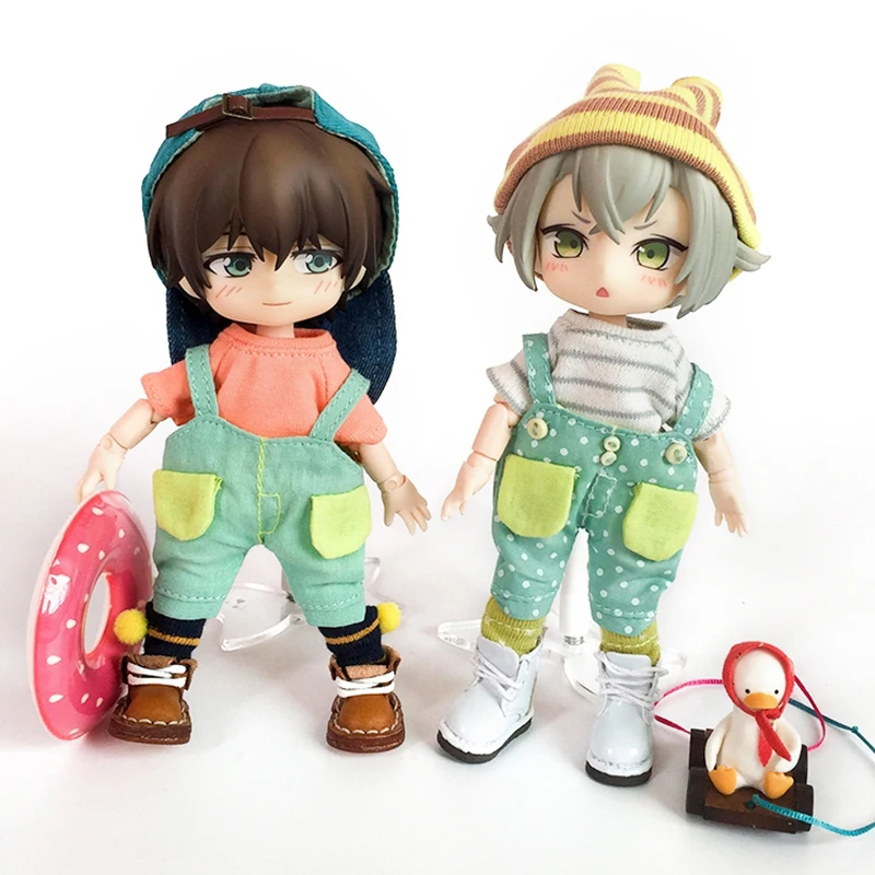Handmade Cute Ob11 Doll Clothes Suit Ob11 Animal Hat Overalls Dolls Casual Sweater For Ymy, Obitsu 11, Molly, Gsc, 1/12 Bjd Doll