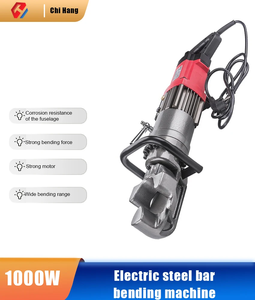 

HRB-16 Portable Electric Steel Bar Bending Machine, Hydraulic Bending and Straightening Machine, Threaded Steel and Copper Bars
