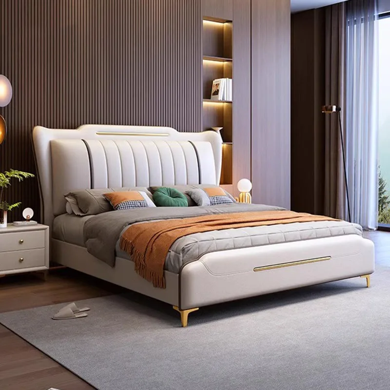 Single Hotel Beds Double Bedroom Queen Wooden Frame Beauty Floor Upholstered Modern Literas Multifuncional Living Room Furniture