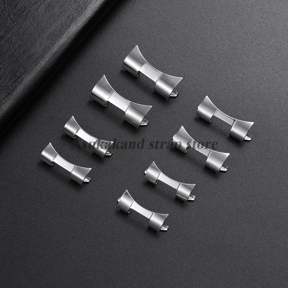 Enhanced Stainless Steel Watch Band Connector with Curved End Link - Multiple Sizes