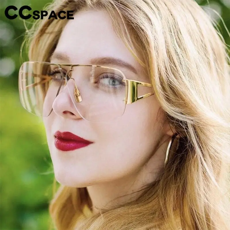 Óculos de sol oco meia armação para senhoras, óculos piloto, cor