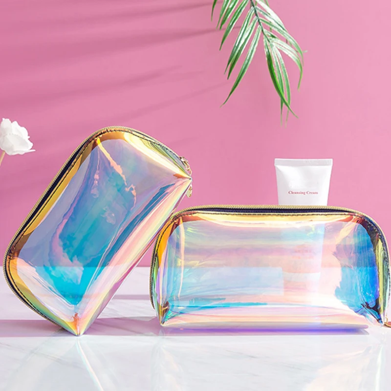 PVC Transparent Cosmetic Bag Women Makeup Storage Clear Organizer Wash Travel Portable Toiletry Multifunction Purse Pouch Bag 2