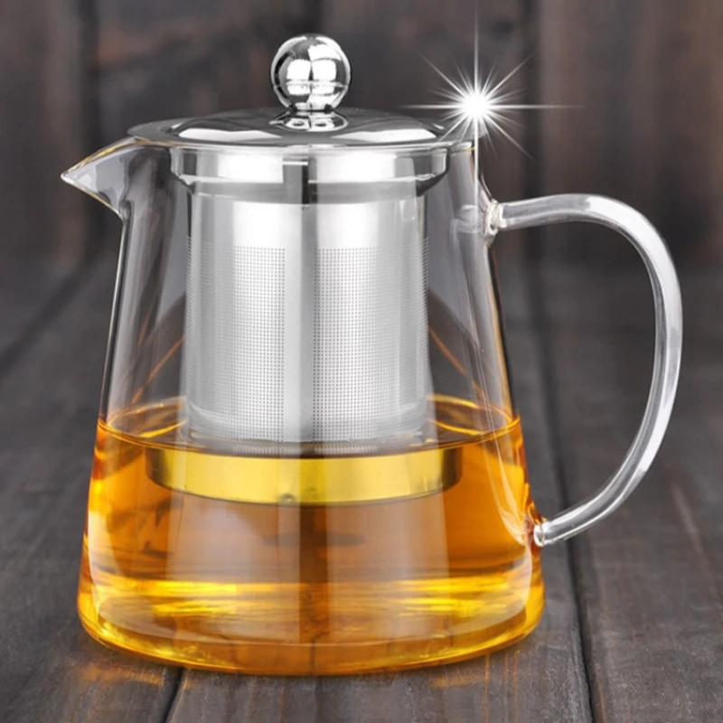 400ml/1350ml Filterable Heat-resistant Thickened Glass Teapot High Borosilicate Glass Flower Tea Pot Heatable Tea Set