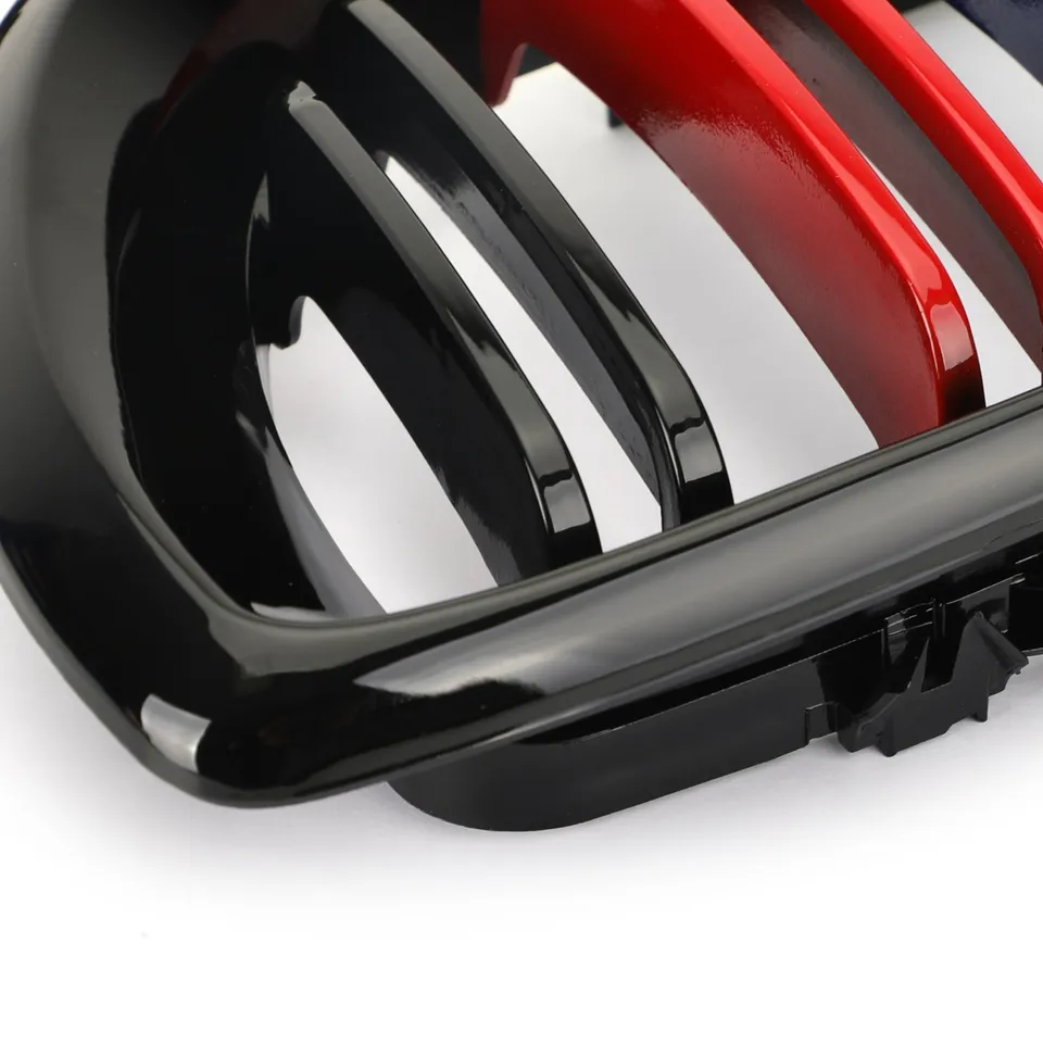 Gloss Black Front Kidney Grille Set For BMW E46 Sedan & Touring (2001-2005/2006 Facelift) - ABS Mesh Style
