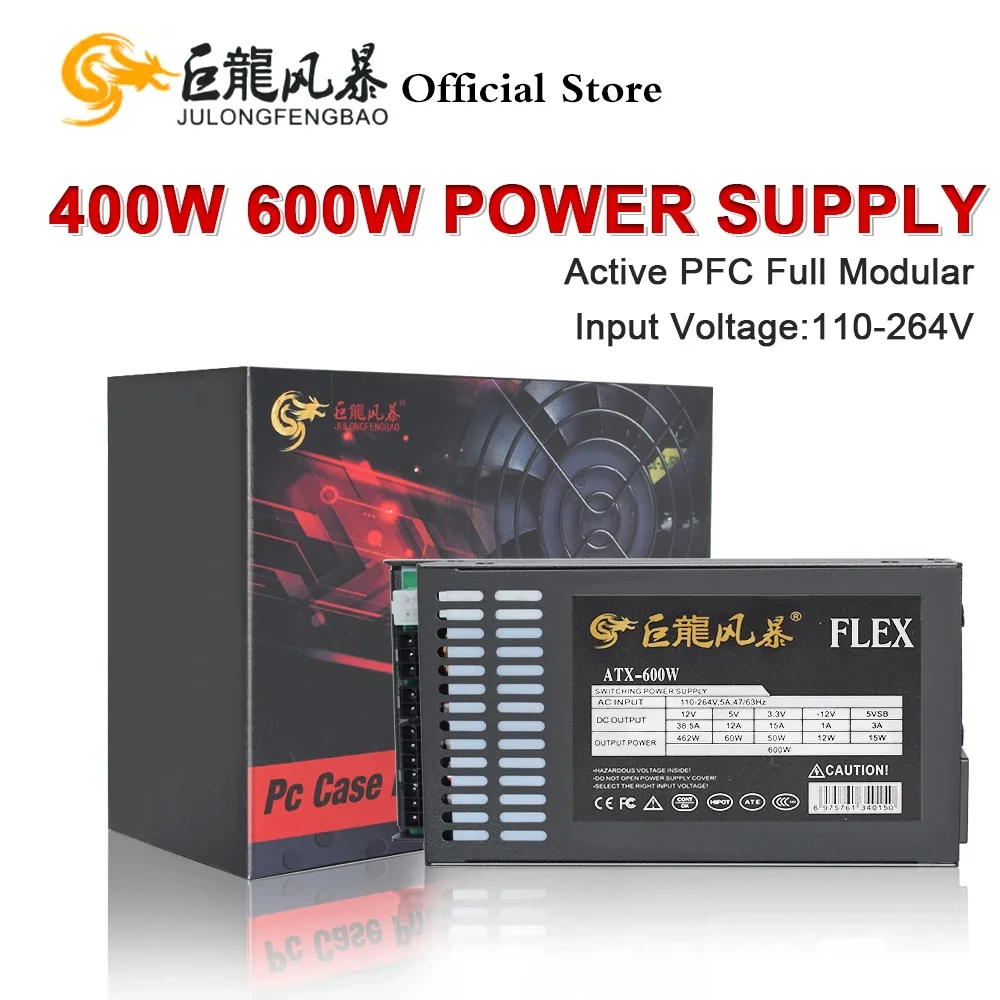 Julongfengbao 400W 600W Full Modular Psu 110-264V 1U Mini Flex Pc Alimentatore Per K39 A4 S3 G5 Itx Case Game Desktop Enp-7660B