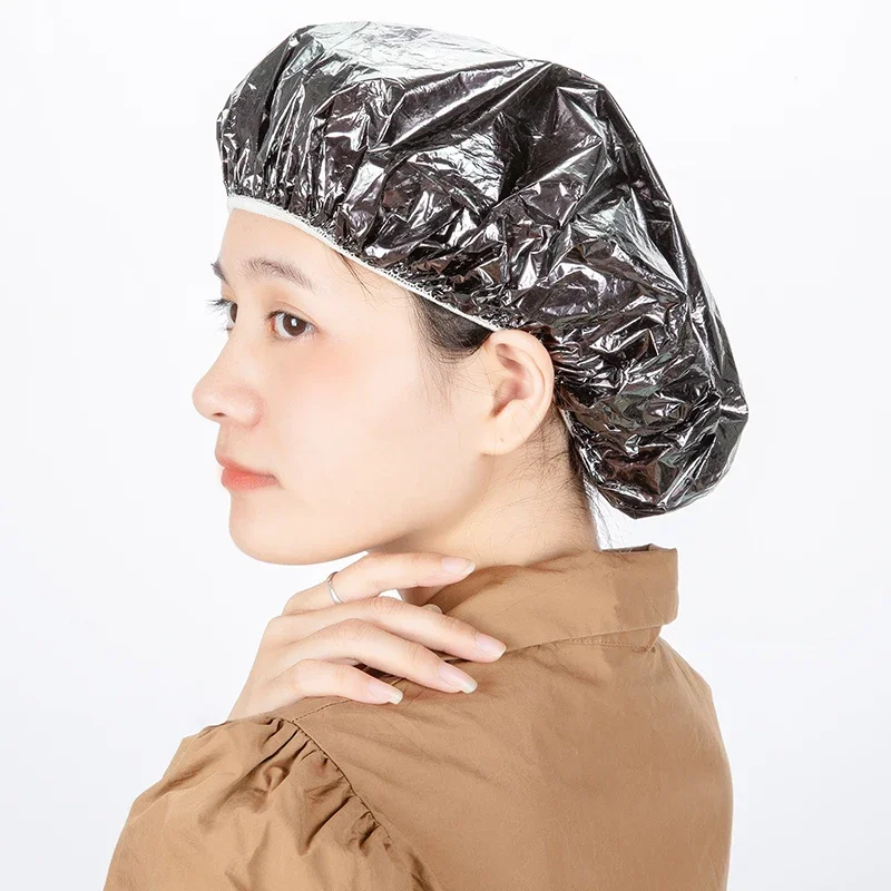 3/6pcs Rose Shower Cap Heat Insulation Aluminum Foil Insulation Hat Elastic Bathing Cap for Women Hair Perm Tool Barber Shop 3
