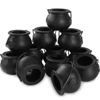 12pcs Mini Black Cauldron with Handle Halloween Mini Witch Cauldron Kettles Multi-purposed Small Plastic Cauldron Halloween 1