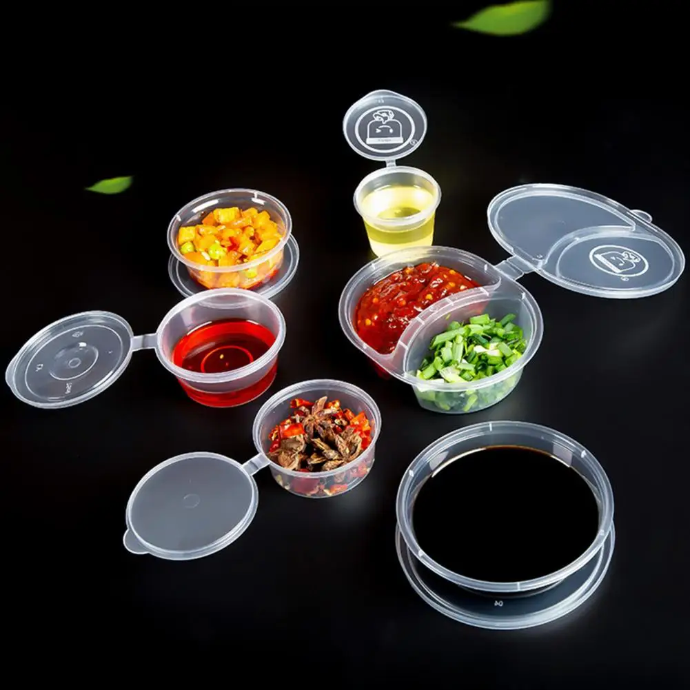 5/10/15/25Pcs Seasoning Box Disposable Leak-Proof Lid Double Compartment Condiment Container For Dip Sauce Sampling Travel Snack