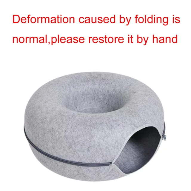 Felt Donut Bed for Cats House With Breather Hole Dog Bed Interactive Play Toys for Cats to Hide 2 in 1 Tunnel for Cats Bed 5