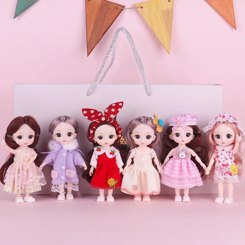 6/piece Set of 16CM BJD Doll 13 Movable Joints 3D Eyes Fashion Cute Dress Up Doll Set Girl Boy DIY Toy Best Gift for Children living dead dolls Dolls