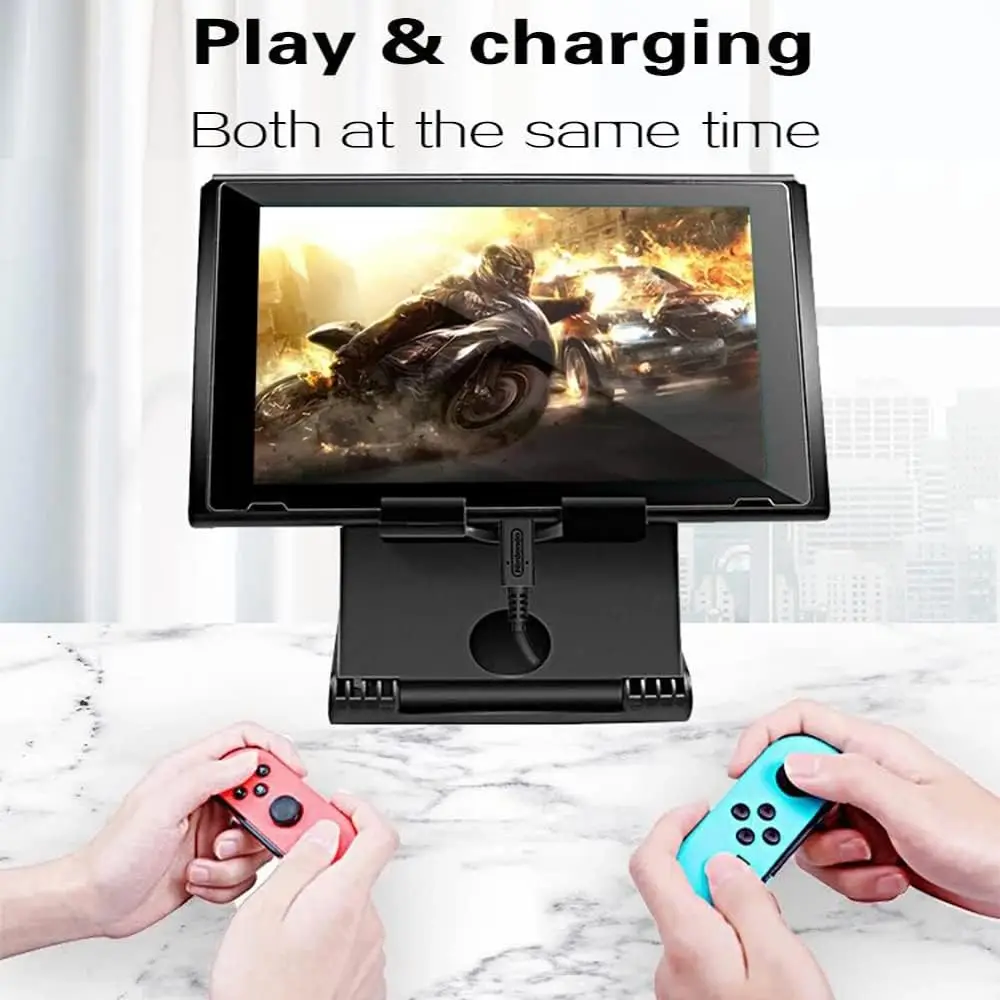 닌텐도 스위치 OLED LITE 콘솔용 조절식 접이식 플레이스탠드, 휴대용 컴팩트 플레이 스탠드 홀더 마운트 브래킷(3단 높이 조절 가능)