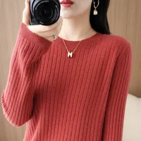 2025 Women Sweaters Autumn Winter Long Sleeve Pullovers O-neck Stripe Warm Pullover Korean Fashion Bottoming Shirts Loose Jumper - Image 2